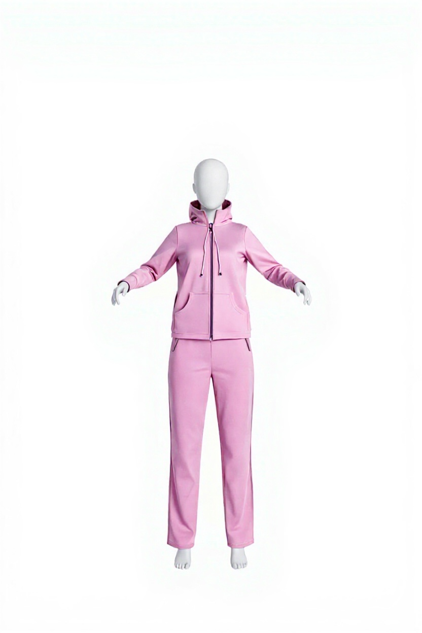 Pink Women’s slim 2 piece zip up sportswear yoga set