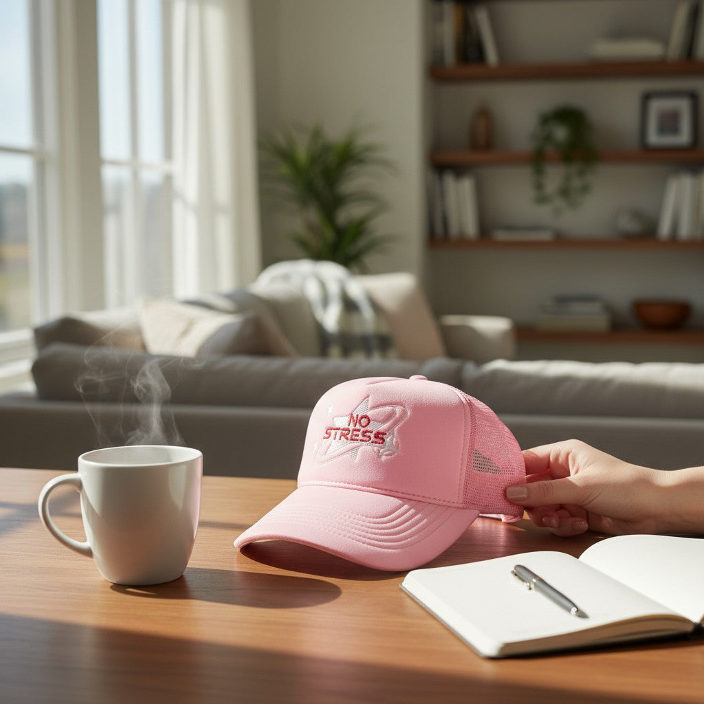 pink No stress trucker hat