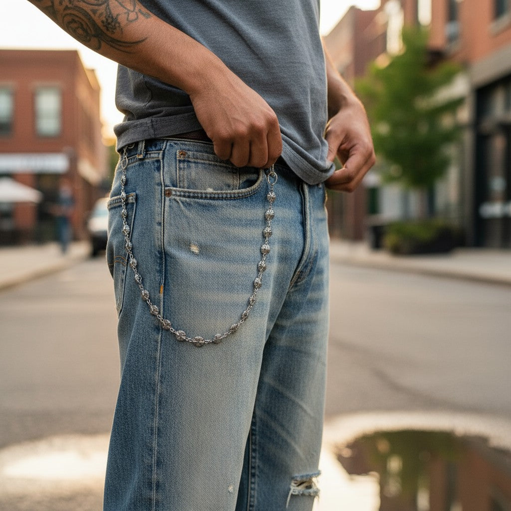Silver cross biker chain