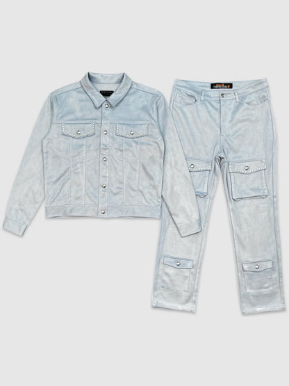 Cropped Suede Cargo Set