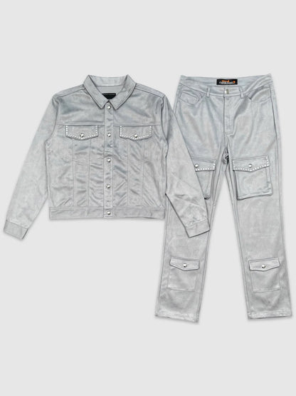 Cropped Suede Cargo Set