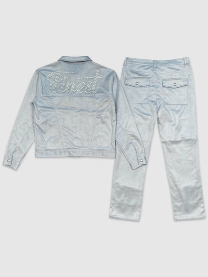 Cropped Suede Cargo Set