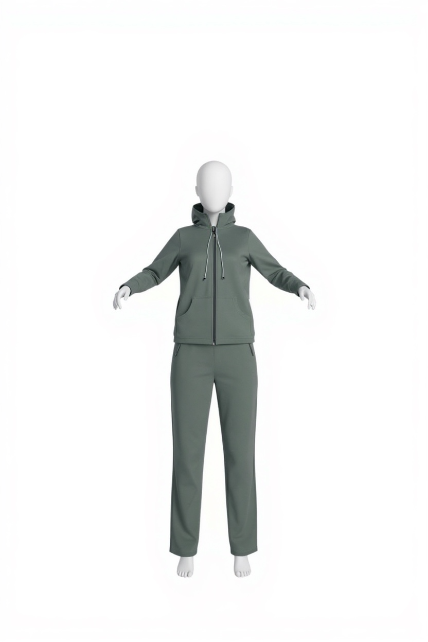 Grey women’s slim 2 piece zip up sportswear yoga set