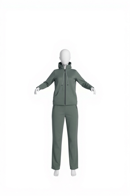 Grey women’s slim 2 piece zip up sportswear yoga set