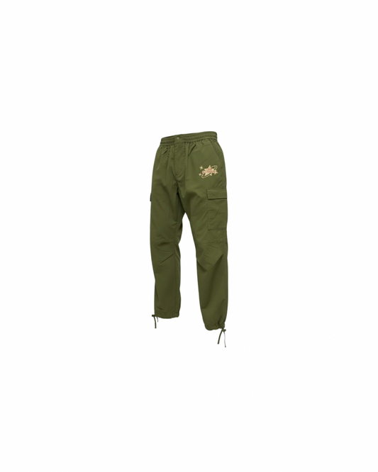 Olive Nylon Cargo Pants