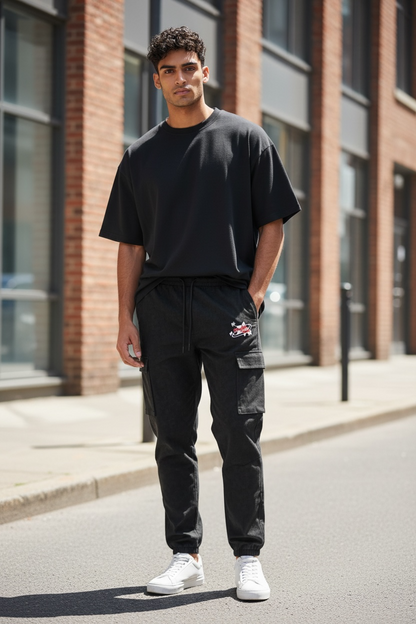Black Windbreaker Nylon Cargo Pants