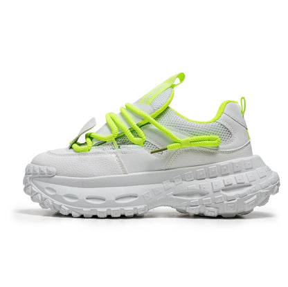 No Stress NS1 white and neon green running shoe
