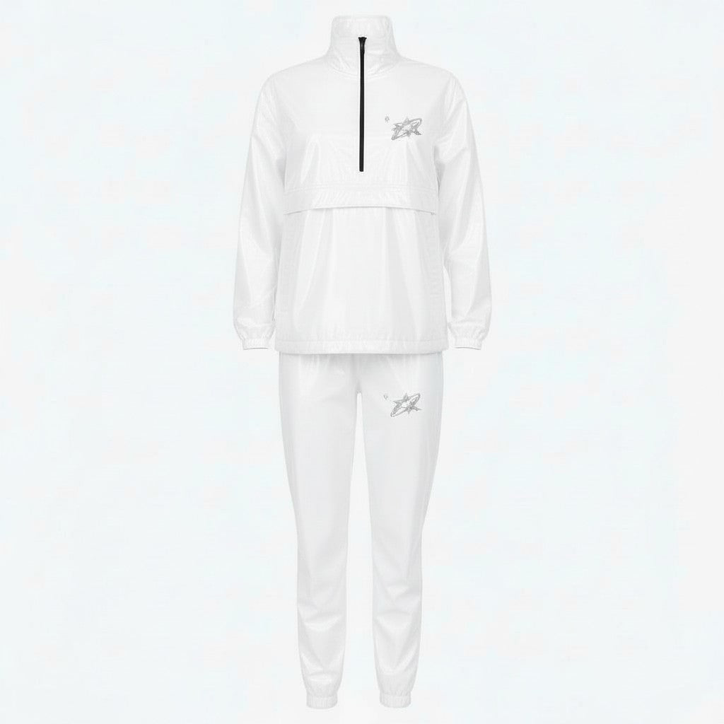 White Cream Stacked Windbreaker Set