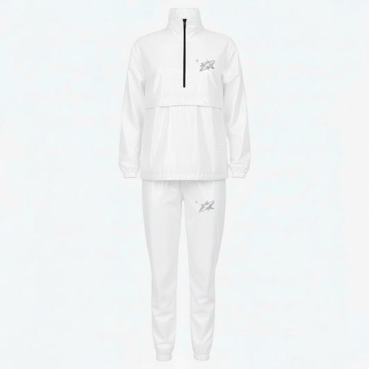 White Cream Stacked Windbreaker Set