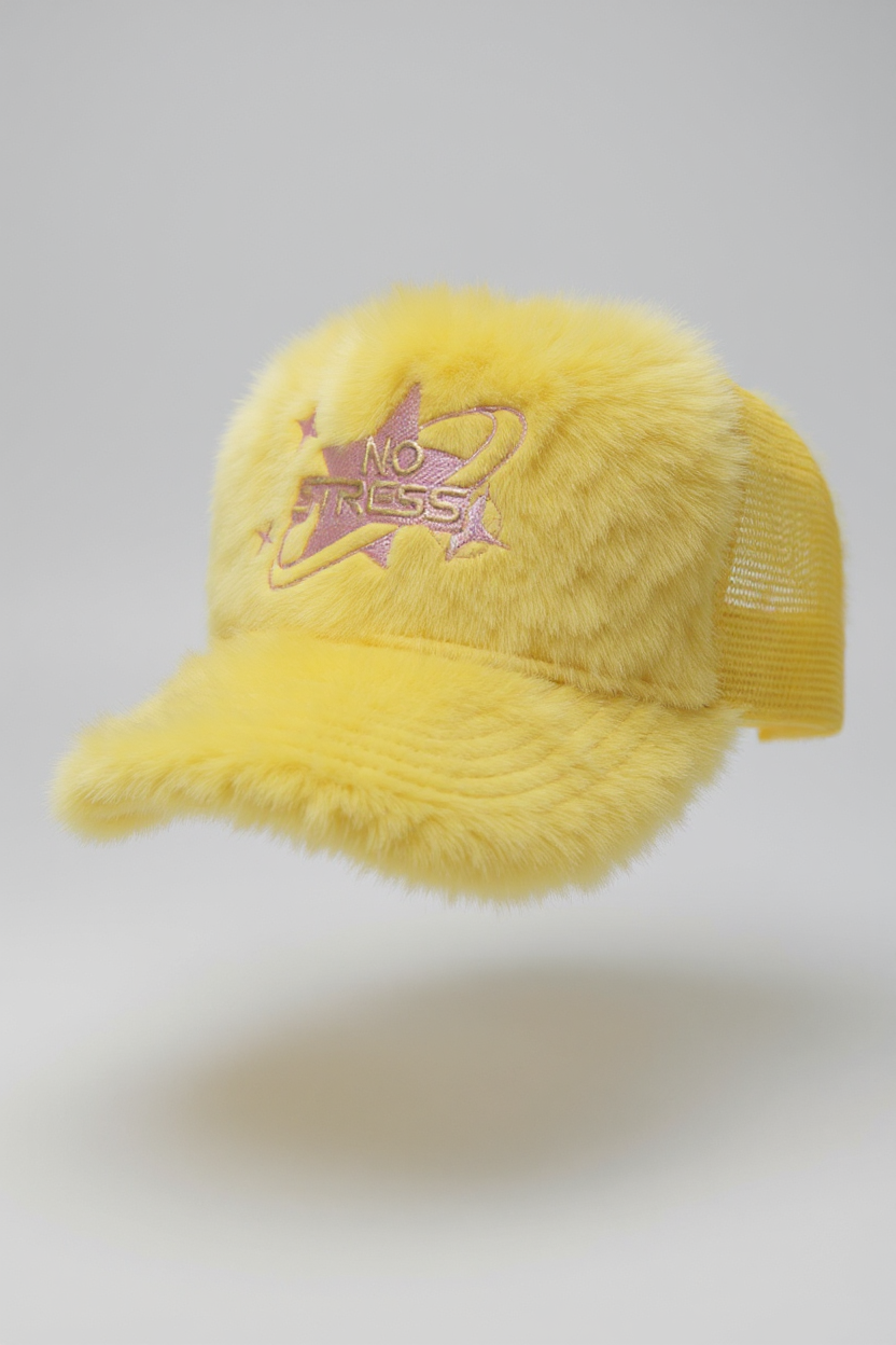 No Stress Yellow velvet Trucker Hat