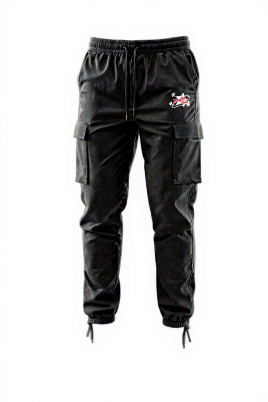 No Stress Black Nylon Cargo Pants