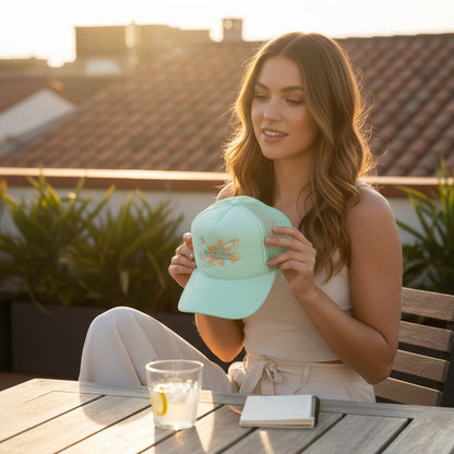 Mint No Stress puffy tucker hat puff