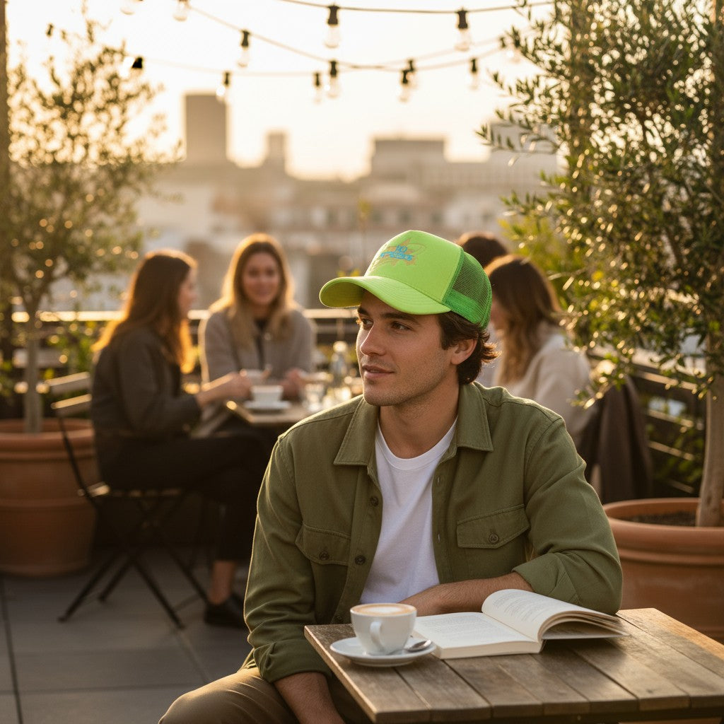 No Stress Lime Green Trucker Hat