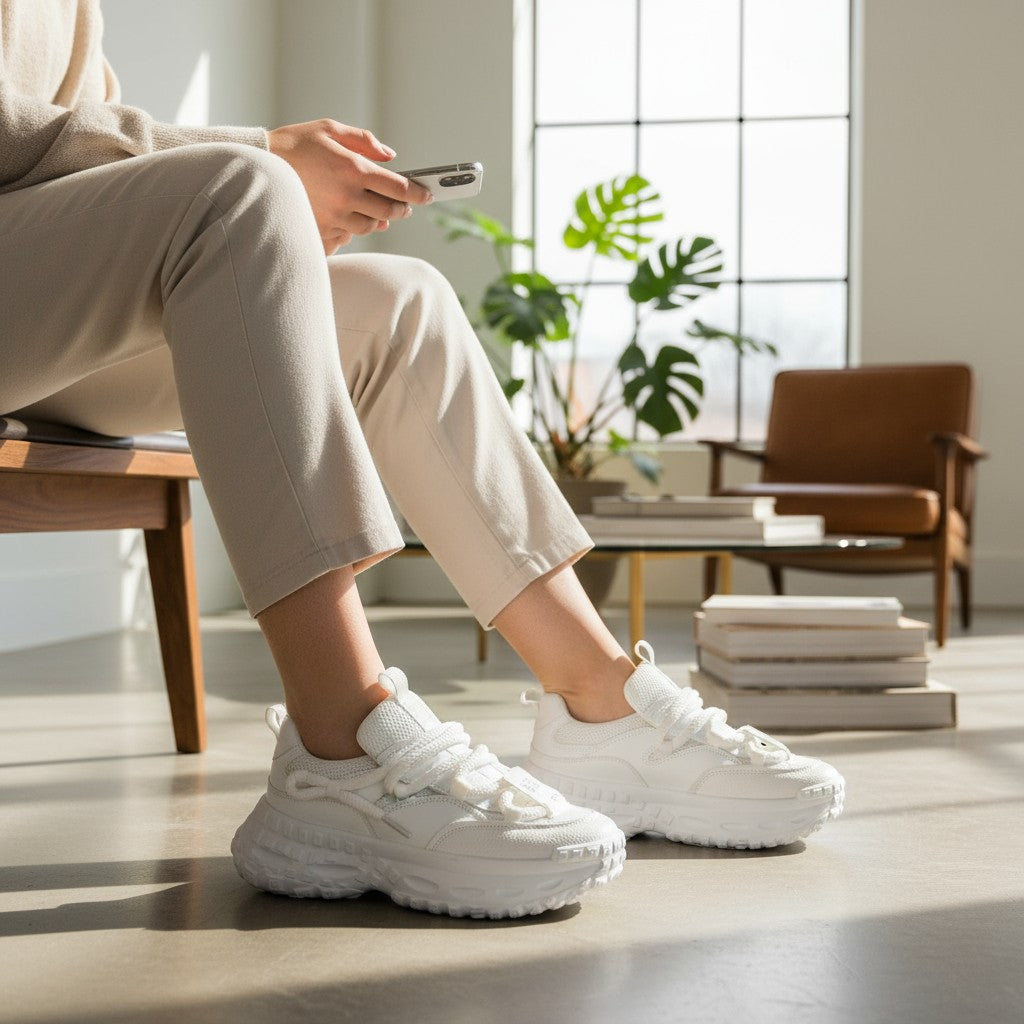 No Stress NS1 white running shoe