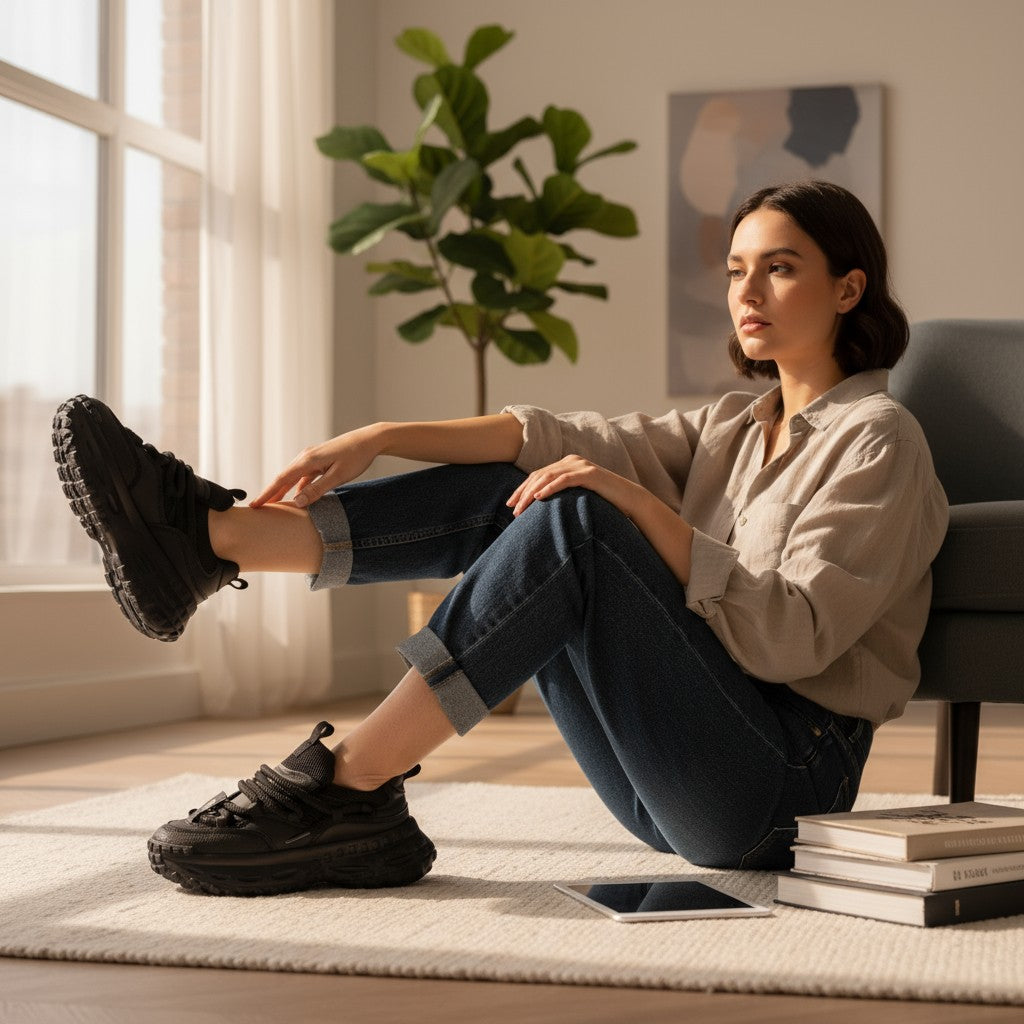 No Stress NS1 black running shoe