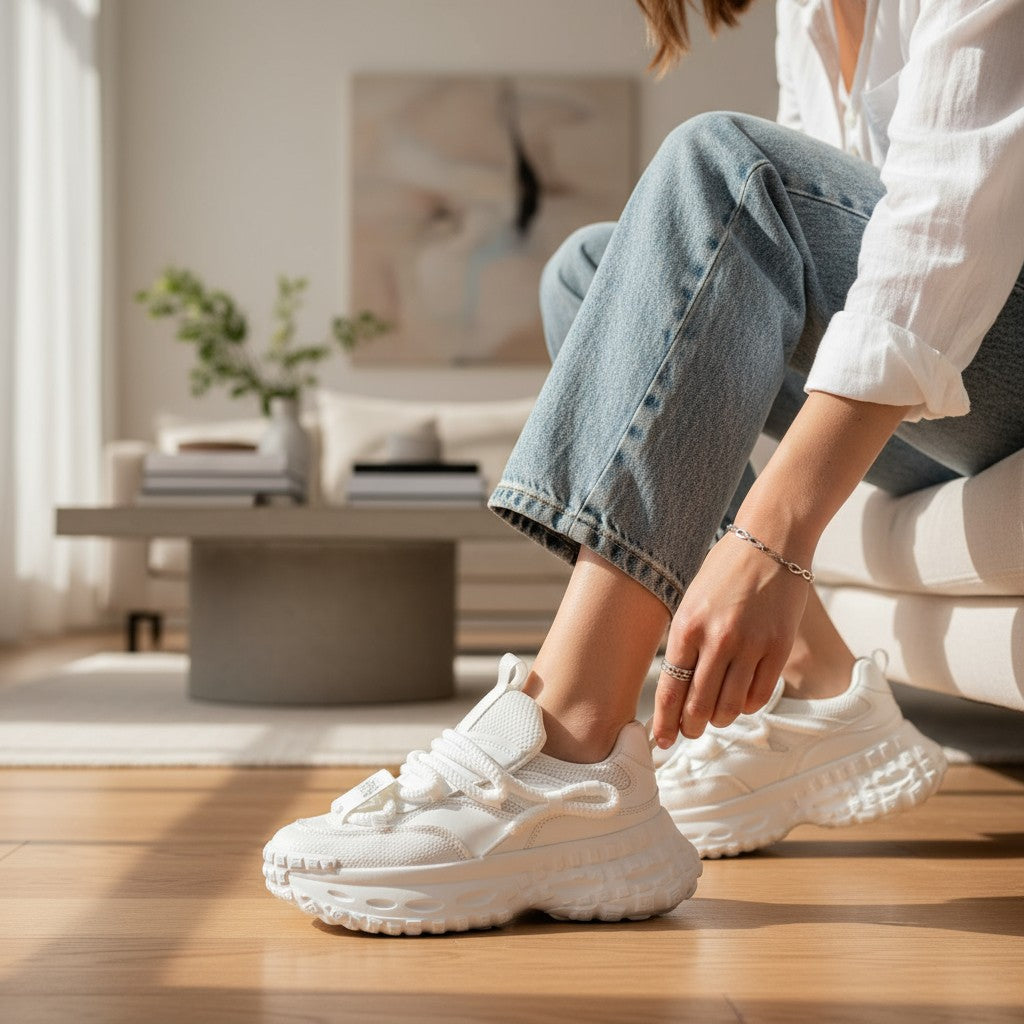 No Stress NS1 white running shoe